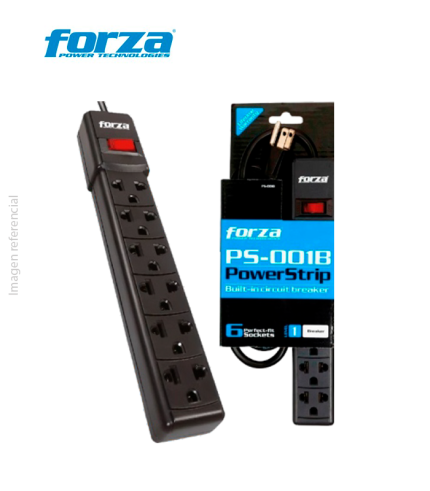 SUPRESOR DE PICOS FORZA 06 TOMAS NEGRO 220V (PS-001B)